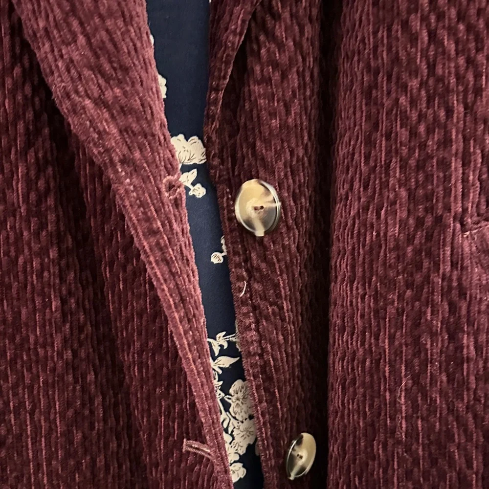 Anthropologie Velvety Burgundy Long Coat - Picture 4 of 5